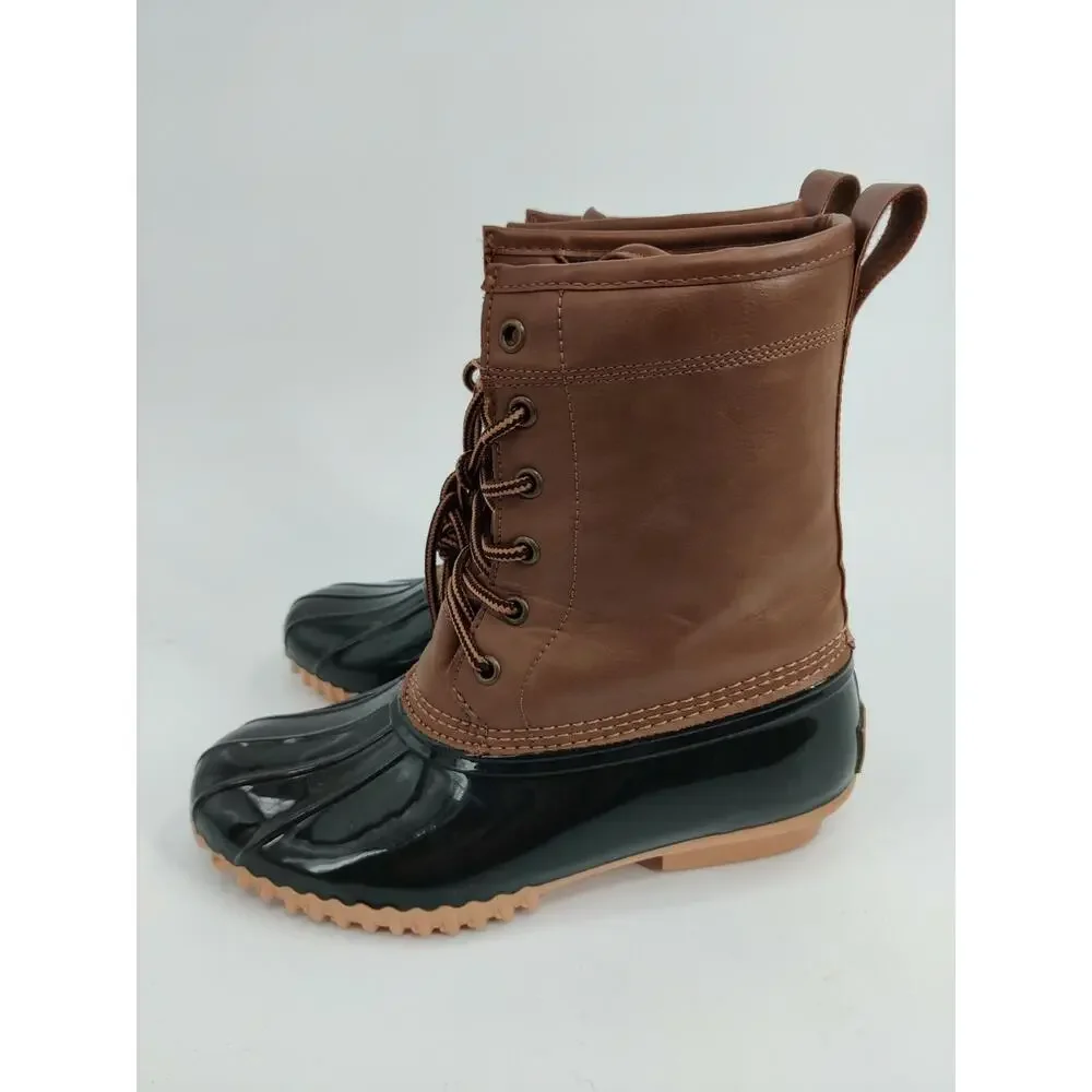 Sporto Duck Boots Mens Size 6 Brown Black Waterproof‎ Lace-Up Rugged